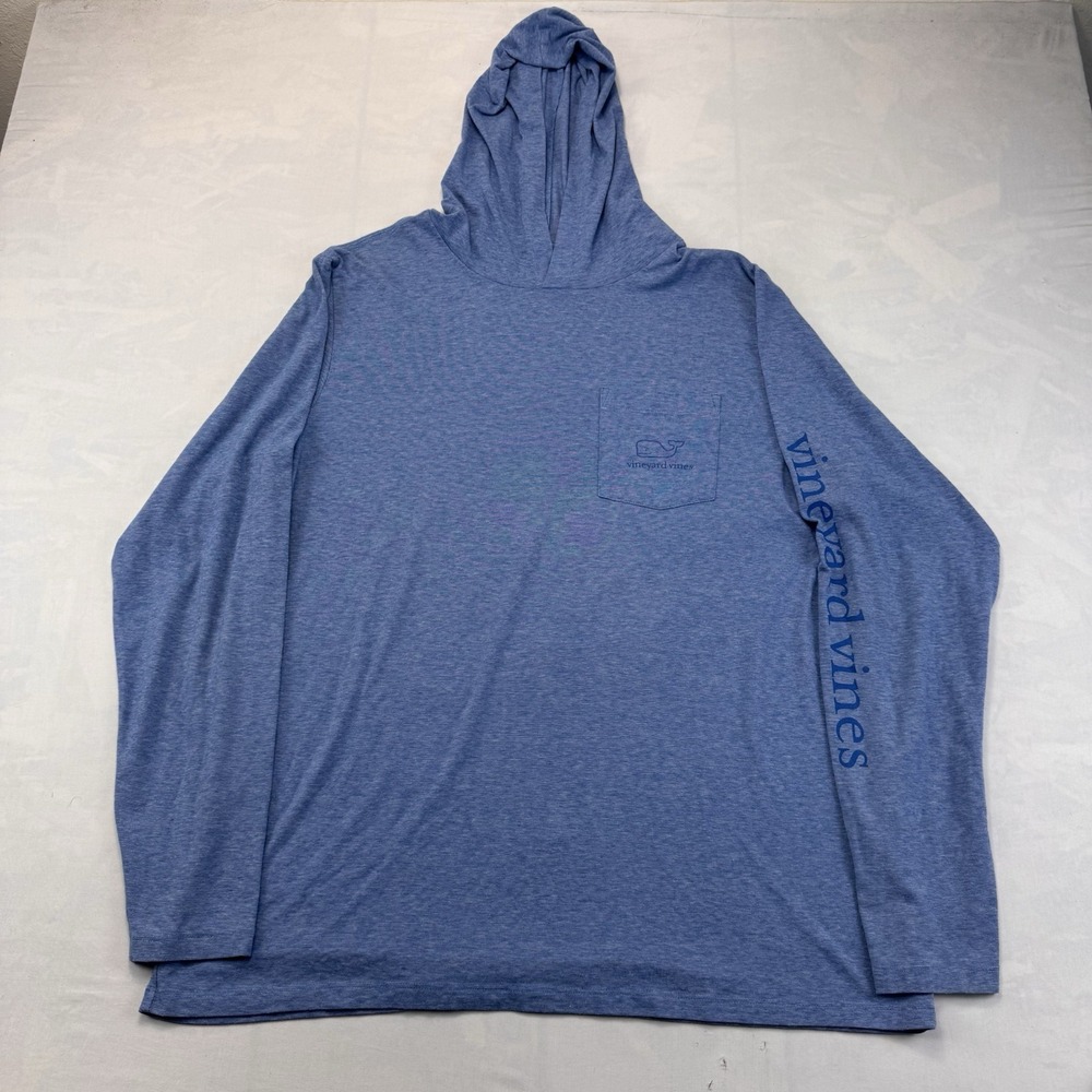 Vineyard Vines Mens XL Blue Edgartown Hooded Long Sleeve Pocket T Shirt